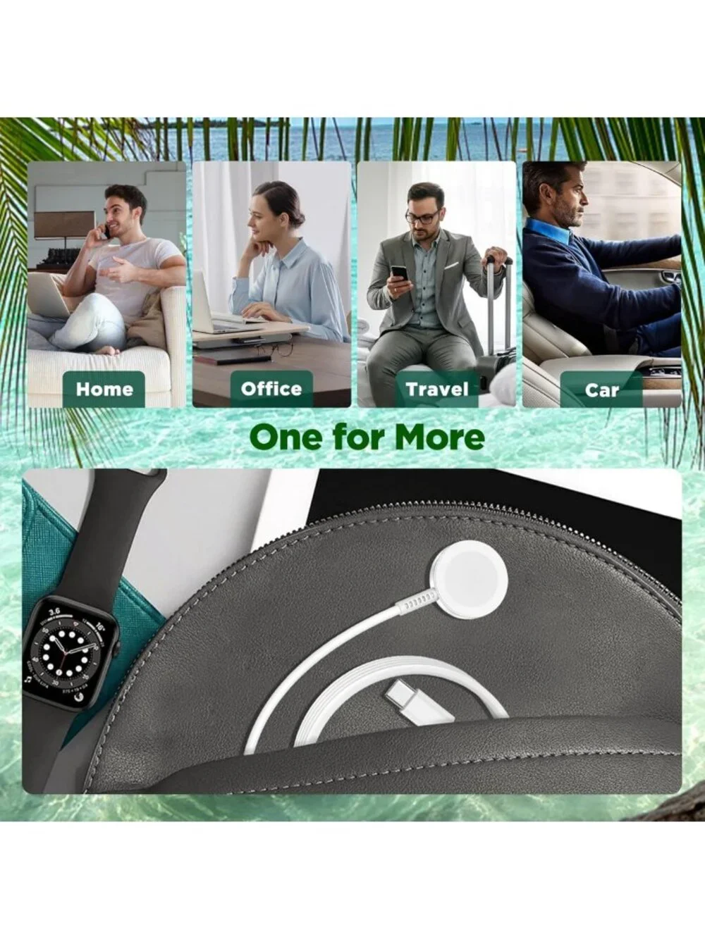 Fast 5W Magnetic Wireless Charger Cable for Apple Watch - 2 Pack, 3FT USB C Cord